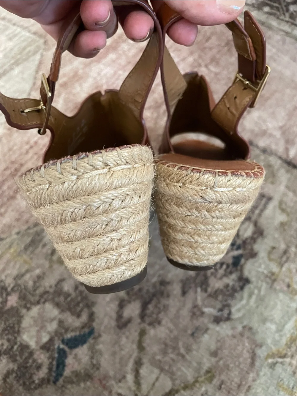 Clarks Women’s Brown Leather Espadrille Slingback Sandals